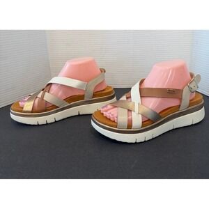 Pikolinos Mahon Gold Tan Strappy Leather Platform Sandals US 9 EU 40 New